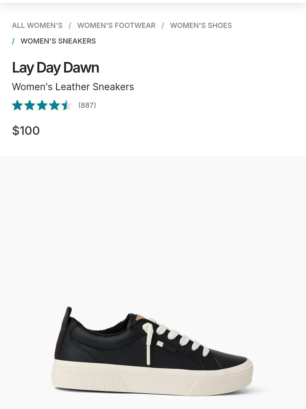 Women’s REEF Lay Day Dawn Black Low-Top Casual Sneakers with White Laces